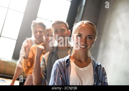 Teamwork unity consolidation. Unity and teamwork concept. Stock Photo
