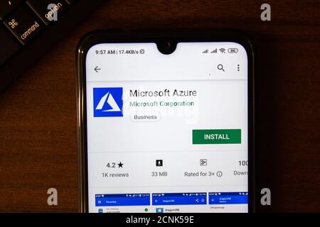 Ivanovsk, Russia - July 07, 2019: Microsoft Azure app on the display of smartphone or tablet Stock Photo