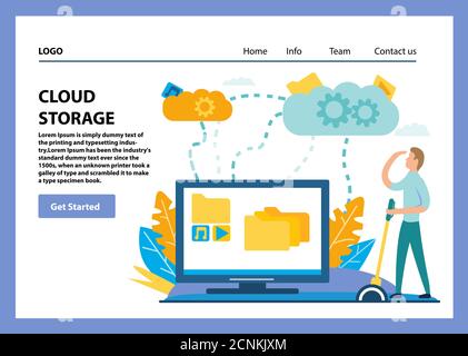 Cloud storage downloads to the cloud.Data transfer.Network service. Stock Vector