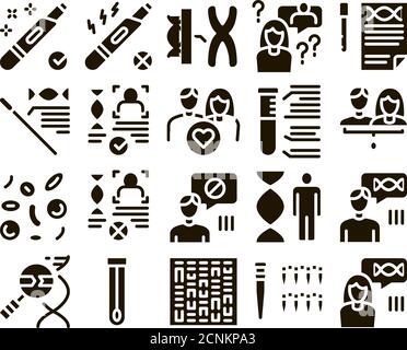 Paternity Test Dna Glyph Set Vector Stock Vector