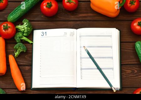 Diet plan. The concept of diet. Dietary Menu Stock Photo