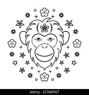 Monkey Chinese zodiac sign Stock Vector