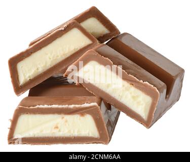 Chocolate marzipan bar isolated on a white background. Stock Photo