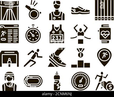 Marathon Collection Elements Icons Set Vector Stock Vector