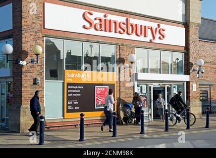 Shoppers at Sainsbury's supermarket in Selby, North Yorkshire, England UK Stock Photo