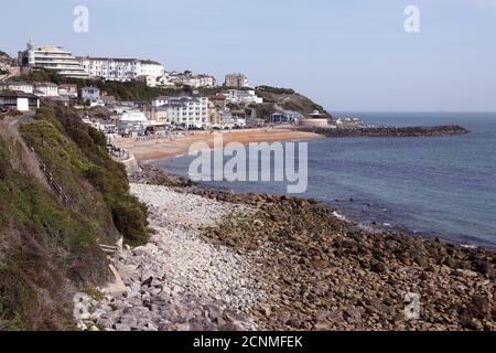 Ventnor beach Isle of Wight coastline. Ventnor is a coastal town and seaside resort on the English Channel. Stock Photo