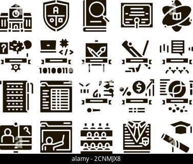Academy Educational Glyph Set Vector Stock Vector