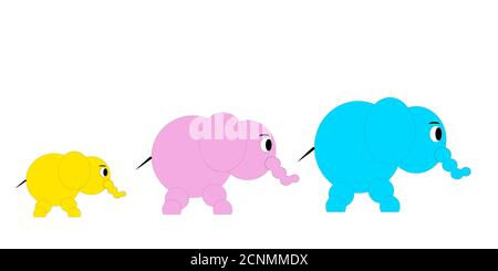 Illustration An elephant family with dad, mom and baby elephant Stock Photo