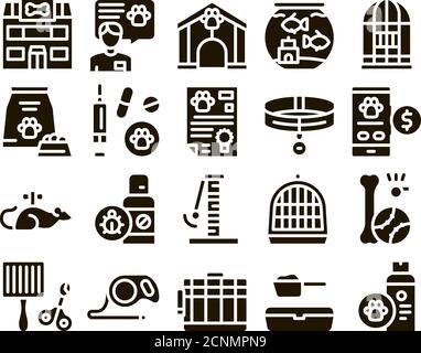 Pet Shop Collection Elements Icons Set Vector Stock Vector