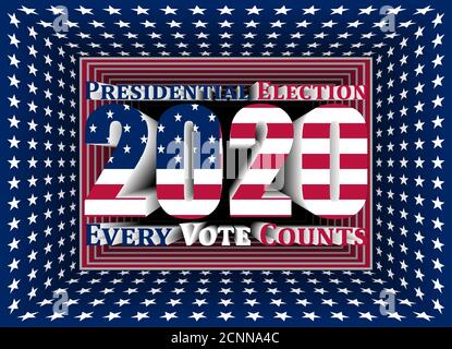 Vector illustration for advertising campaign on the occasion of the US Presidential Election. 3D box with the colors of the American flag. Stock Vector