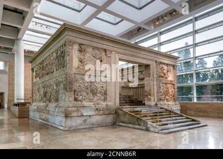 Ara Pacis Altar of Augustan Peace, Museum of Ara Pacis, Rome, Lazio, Italy Stock Photo