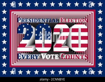 Vector illustration for advertising campaign on the occasion of the US Presidential Election. 3D box with the colors of the American flag. Stock Vector
