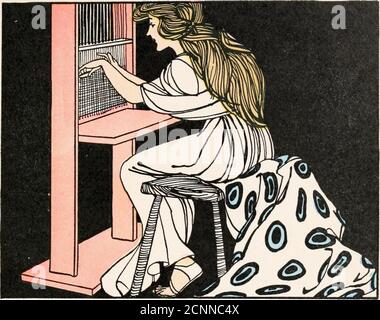 . Little folks in Busy-land . und about, butacross the loom and back again : Straight across and back again,And straight across I go,Across the loom and back againMy wool goes to and fro. Over, under, and over,Under, over, once more,Across the loom and back againThe wool goes as before. How did the little spider learn to weave herbeautiful web ? inquired curious Clara. There is a story about that, answered the boy. Once upon a time there was a young girl namedArachne who would have been loved by all had itnot been for her pride, not in her own beauty, butin her skill as a weaver. She thought n Stock Photo
