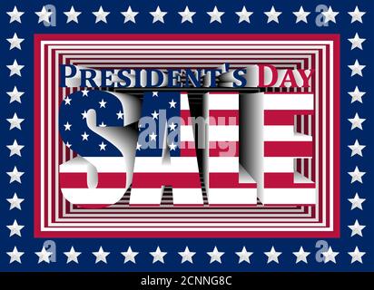 Vector illustration for advertising campaign on US President's Day. 3D box with the colors of the American flag. Perfect for your business. Stock Vector