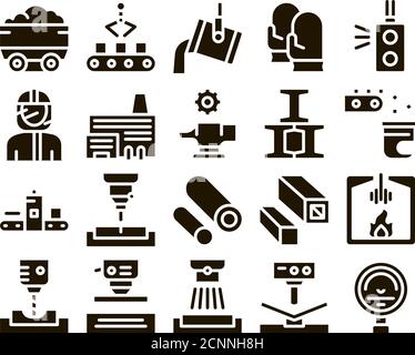 Metallurgical Collection Elements Icons Set Vector Stock Vector