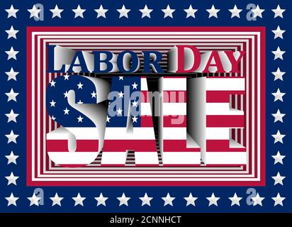 Vector illustration for advertising campaign on US Labor Day. 3D box with the colors of the American flag. Perfect for your business. Stock Vector