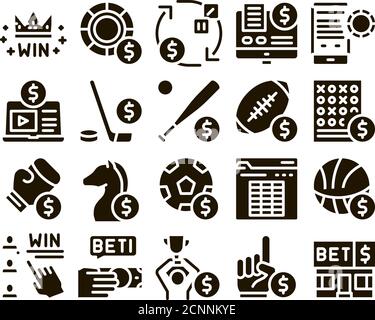 Betting And Gambling Glyph Set Vector Stock Vector