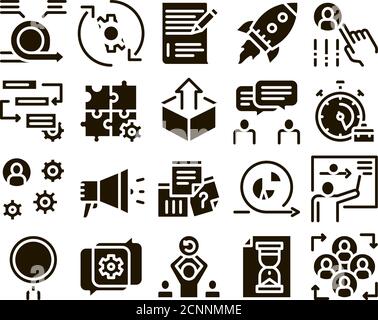 Scrum Agile Collection Elements Vector Icons Set Stock Vector