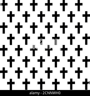 Black cross seamless pattern. Line vector illustration. Stock Vector