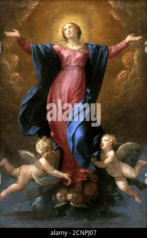 The Assumption of the Blessed Virgin Mary, 1637. Found in the collection of Mus&#xe9;e des Beaux-Arts, Lyon. Stock Photo