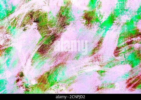 Abstract paint colored brush strokes on cement wall background. Close up. Stock Photo