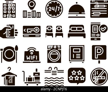 Hostel Elements Vector Sign Icons Set Stock Vector