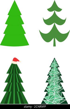 Set Christmas Trees  for Holiday design. Vector illustration. Isolated on white background. Stock Vector