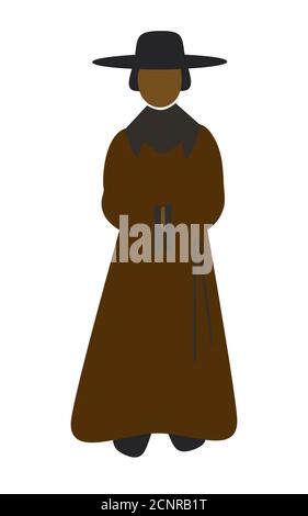 Monk vector illustration. Isolated on a white background. Flat style Stock Vector