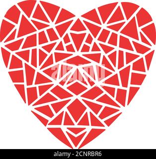 Red mosaic Heart. Vector illustration. Isolated on a white background. Stock Vector