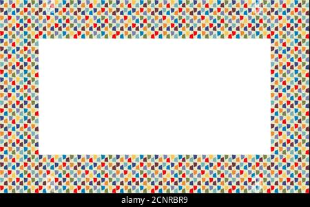 Mosaic rectangle frame. Isolated on white background. Template for nterior design. Background for advertiser. Frame for mirror. Print on paper, fabric Stock Vector