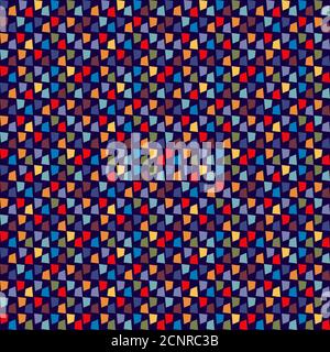 Mosaic colorful seamless pattern on dark blue. Vector illustration. Print on paper, fabric, ceramic Stock Vector