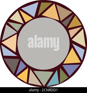 Mosaic circle frame. Isolated on white background. Template for interior design. Backпround for advertiser. Frame for mirror. Print on paper, fabric Stock Vector