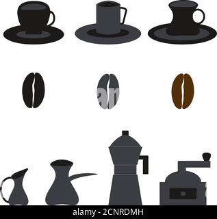 Vector illustration set coffee time. Print on paper, fabric, ceramics. Decoration for showcase, corporate identity Stock Vector