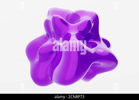 Contemporary 3d abstract shape form. Liquid wave modern background. 3d colorful wave isolated design geometric elements violet colour. Stock Photo