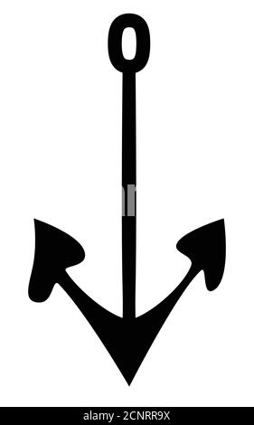 Vector outline anchor. Black isolated sketch on white background. Stock Vector