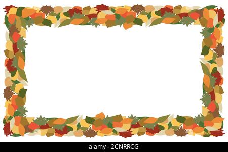 Autumn Leaves. Rectangle frame template Vector illustration for horizontal and vertical  promo banner or flayer Stock Vector