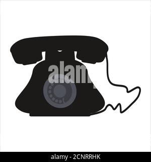 Vector illustration retro black telephone Illustration for blog, magazine, book, greeting card, postcard, stickers, magnet. Stock Vector