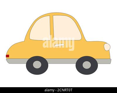 Toy yellow car. Cartoon vector illustration. Isolated on white background Stock Vector