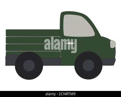 Toy green truck. Cartoon vector illustration. Isolated on white background Stock Vector