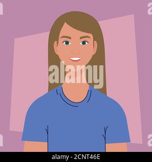 blond hair young woman, in pink background Stock Vector