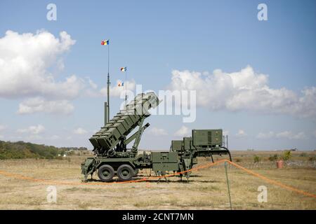 Capu Midia, Romania - September 17, 2020: The Patriot surface-to-air missile system of the Romanian Army at the National Training Center for Air Defen Stock Photo