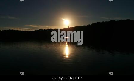 Fall sunset over Lake Wanamaker Stock Photo