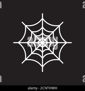 White line spider web vector illustration isolated on black color background. Suitable for t-shirt, holiday party, banner, or other design project. Stock Vector