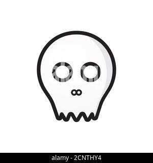 skull outline silhouette vector illustration isolated on white background. Horror design element. Suitable for t-shirt, holiday party invitation card Stock Vector