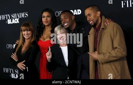 Cast Members Marlon Wayans And Kali Hawk Pose At The Premiere Of Fifty Shades Of Black In Los Angeles California January 26 16 The Movie Opens In The U S On January 29