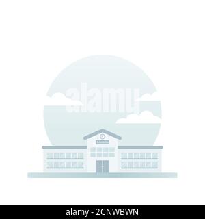 School building. Exterior front view. Back to school concept. Vector illustration, flat design Stock Vector