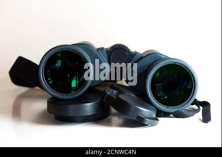 Isolated view to binoculars closeup Stock Photo