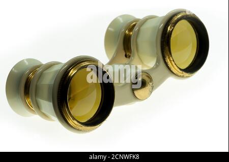 Isolated view to vintage opera glasses Stock Photo