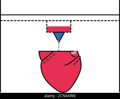 3D printer color line icon. Device. Uses the method of layer-by-layer creation of a physical object. Pictogram for web page, mobile app, promo. UI UX Stock Vector
