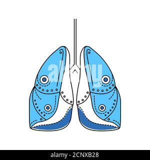 Bio artificial lungs color line icon. Prosthetic device that provides oxygenation of blood and removal of carbon dioxide from the blood. Pictogram for Stock Photo